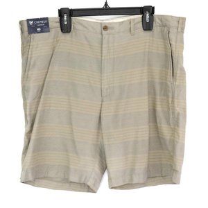 Cremieux Mens Madison Shorts Beige Stripe Flat Front Pockets 100% Cotton 36 New